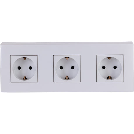 Triple prise Schuko en saillie + plaque de finition - Blanc - Kalya - Zenitech