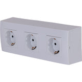 Triple prise Schuko en saillie + plaque de finition - Blanc - Kalya - Zenitech