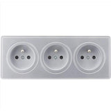 Triple prise câblée Schuko en saillie + plaque - Argent - Kalya - Zenitech