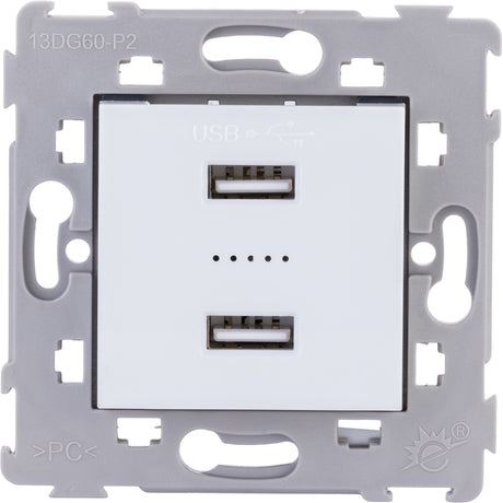 Prise encastrée de 2 USB A Kalya - Blanc - Zenitech