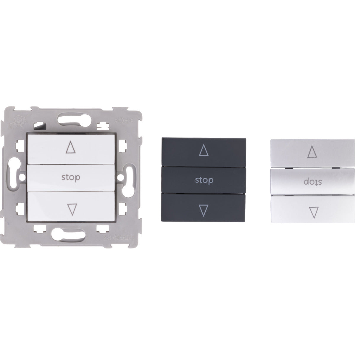 Commande volets roulants 3 boutons encastrée Blanc - Kalya - Zenitech