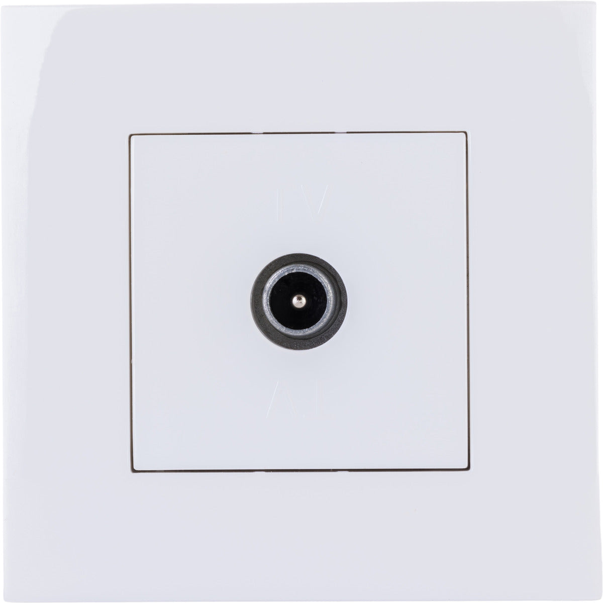Prise TV mâle encastrée + plaque de finition Kalya - Blanc - Zenitech