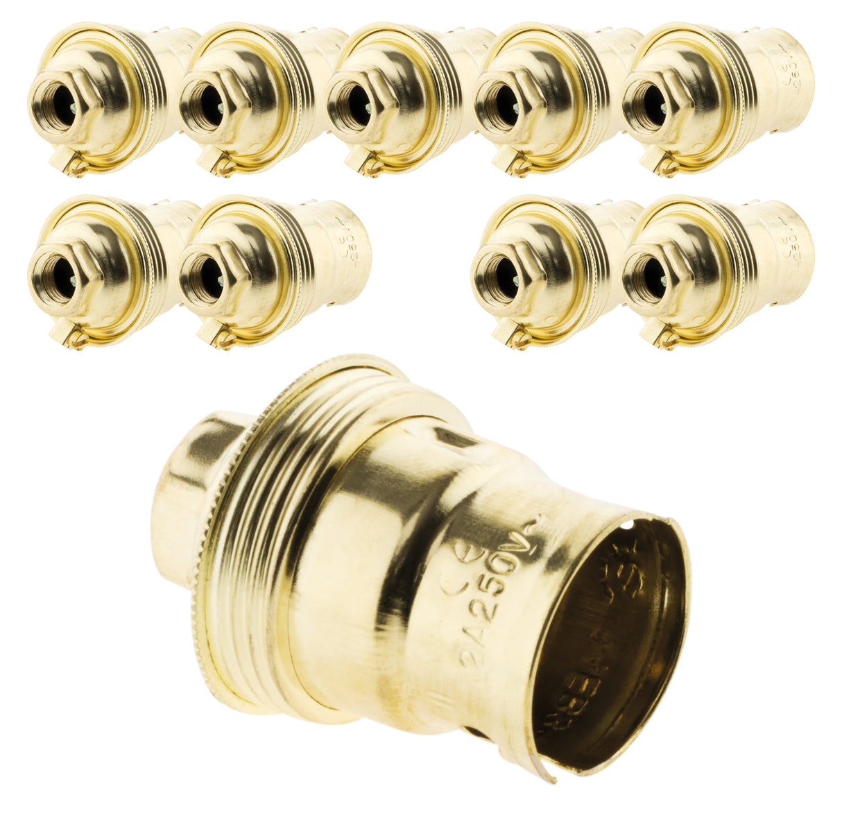 Lot de 10 douilles B22 Acier laitonné simple bague borne de terre - Zenitech