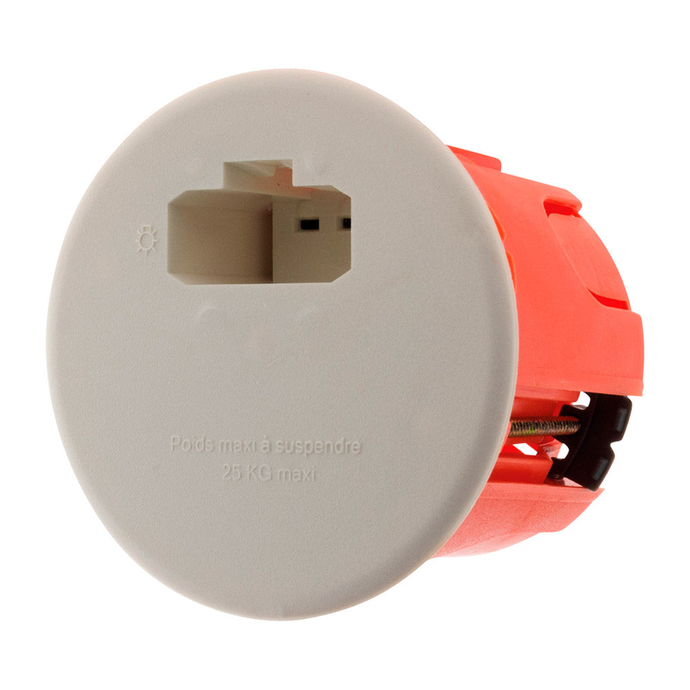 Kit DCL point de centre murs placo Ø65mm + fiche + douille E27 + crochet - Rouge - Zenitech