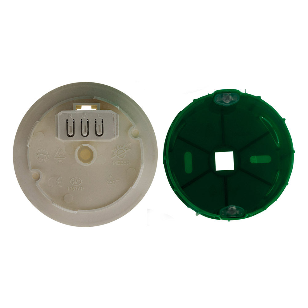 Kit DCL point de centre murs pleins Ø65mm + fiche + douille E27 + crochet - Vert - Zenitech