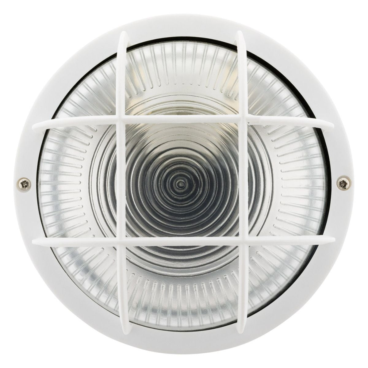 Hublot rond 60W avec grille IP44 E27 Classe II - Blanc - Zenitech
