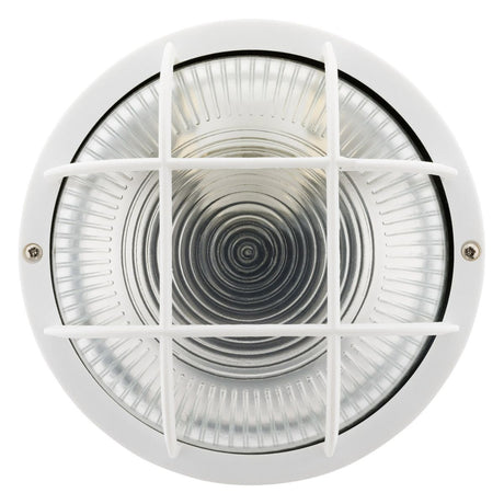 Hublot rond 60W avec grille IP44 E27 Classe II - Blanc - Zenitech