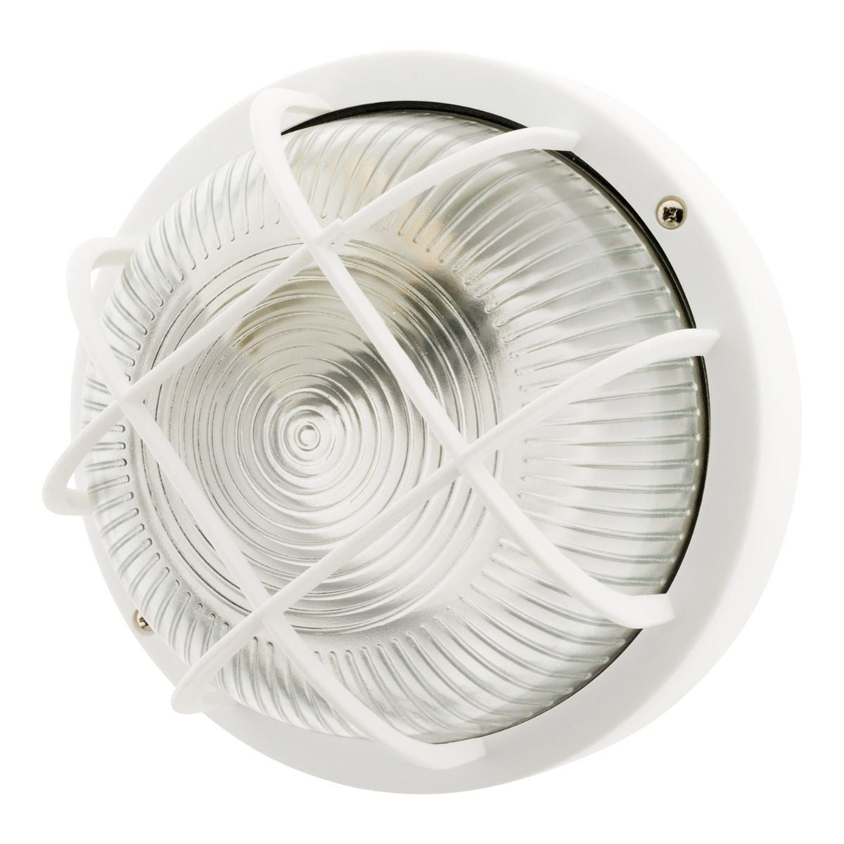 Hublot rond 60W avec grille IP44 E27 Classe II - Blanc - Zenitech
