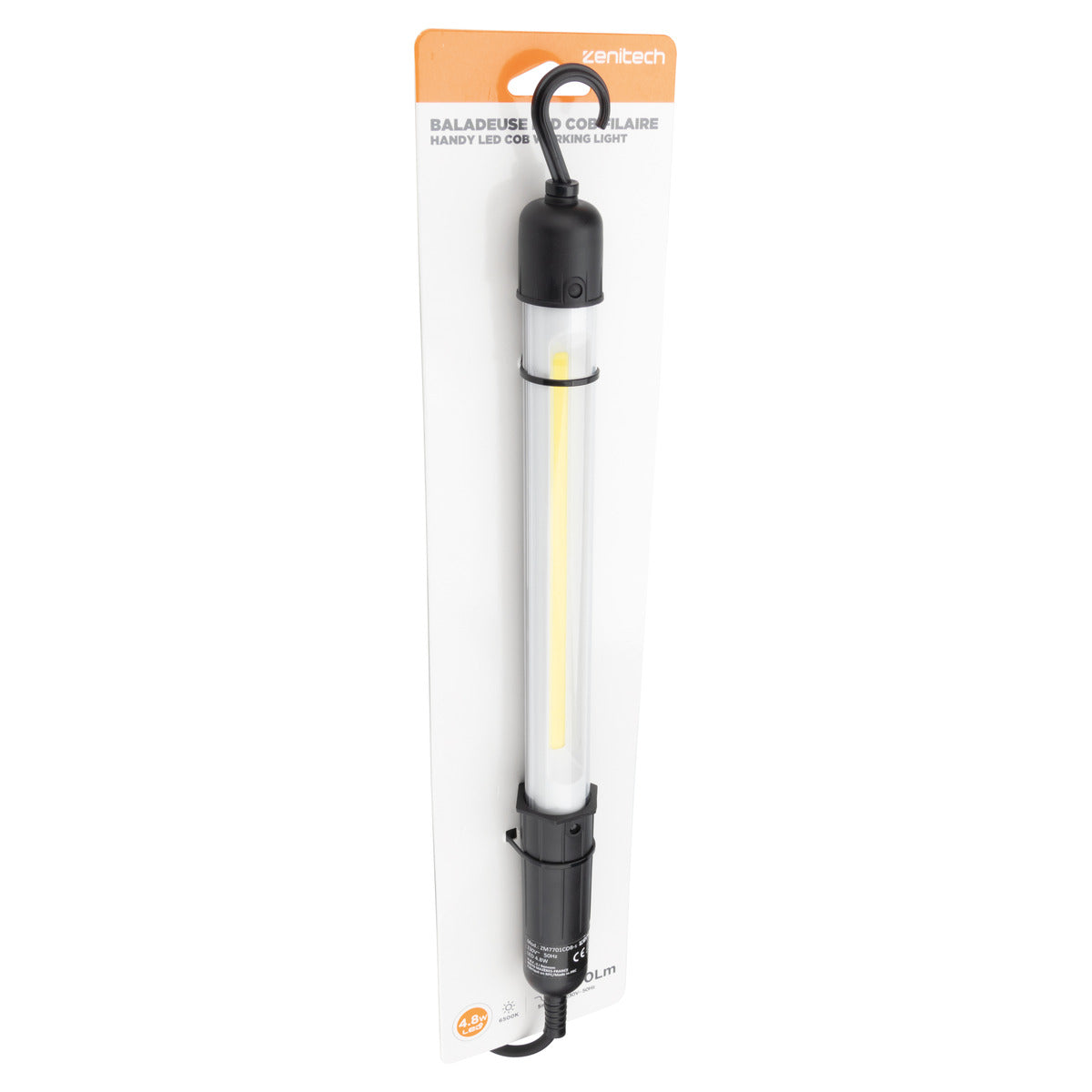 Baladeuse LED COB 4,8W - câble 5m - Noir - Zenitech