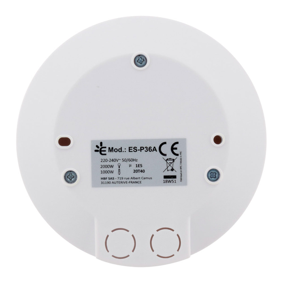 détecteur de mouvement plafonnier extraplat IP20 - Blanc - Zenitech