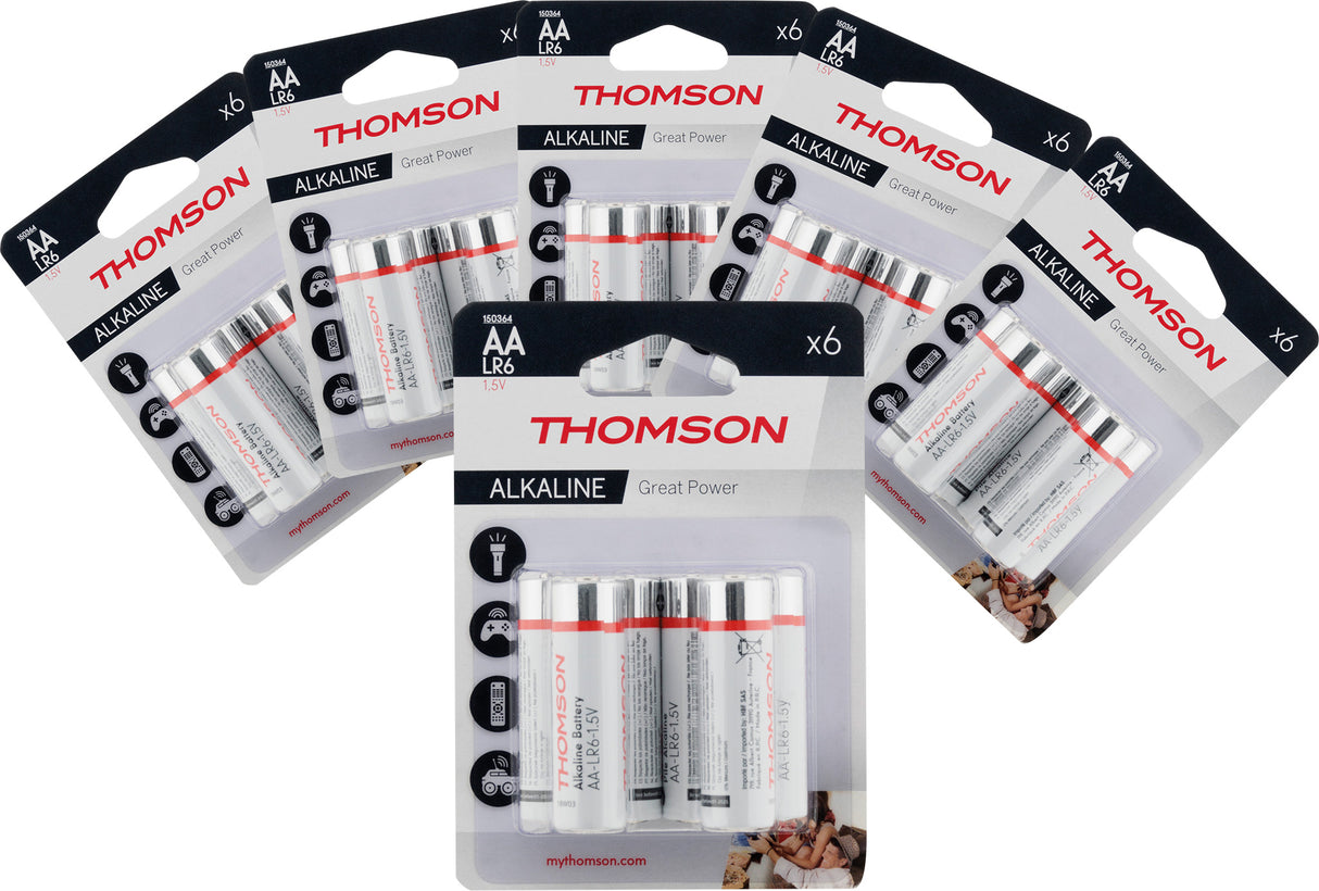 Lot de 48 piles alcalines LR06 AA 1,5V - Thomson