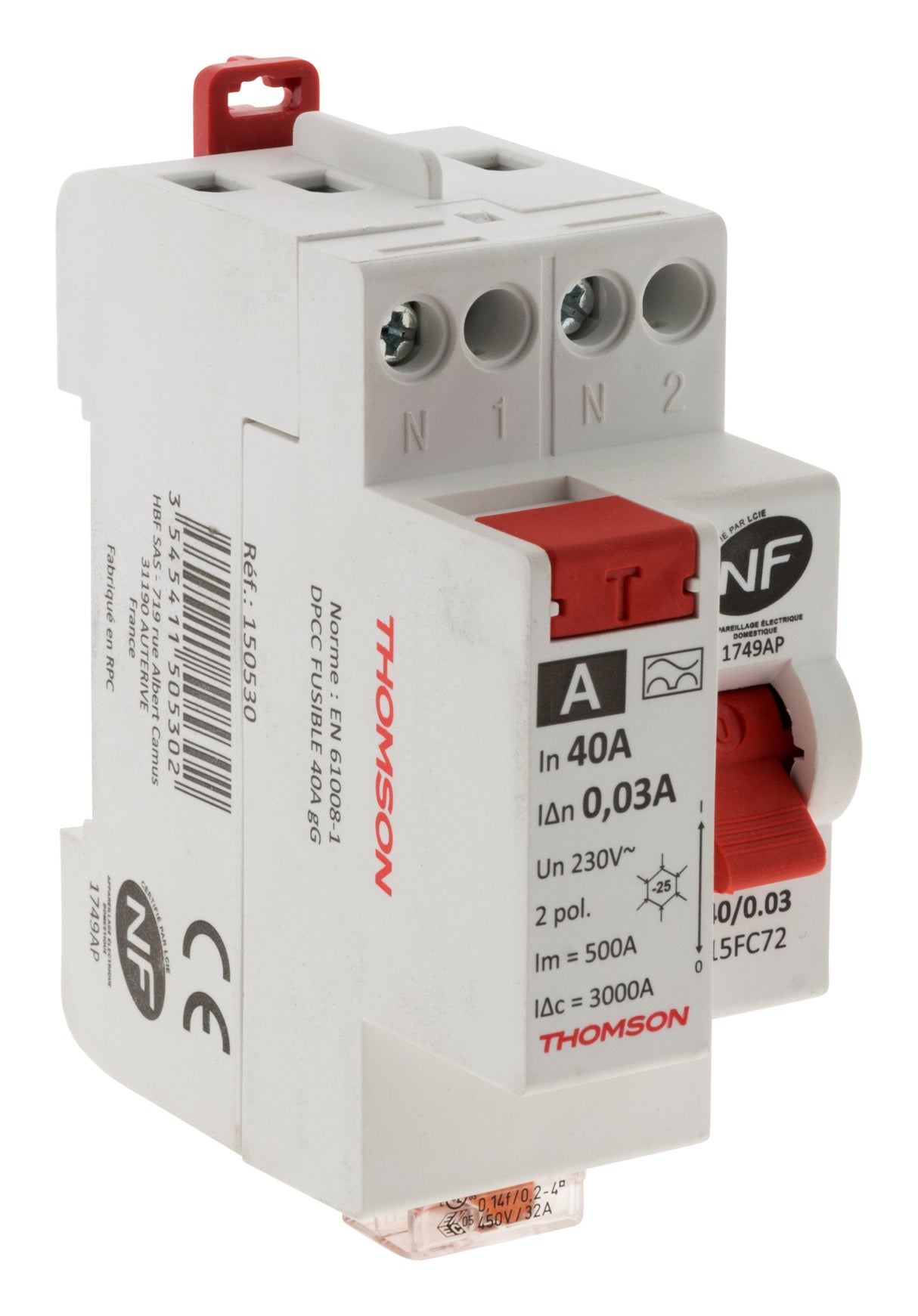 Interrupteur différentiel à vis 40A type A NF - Thomson