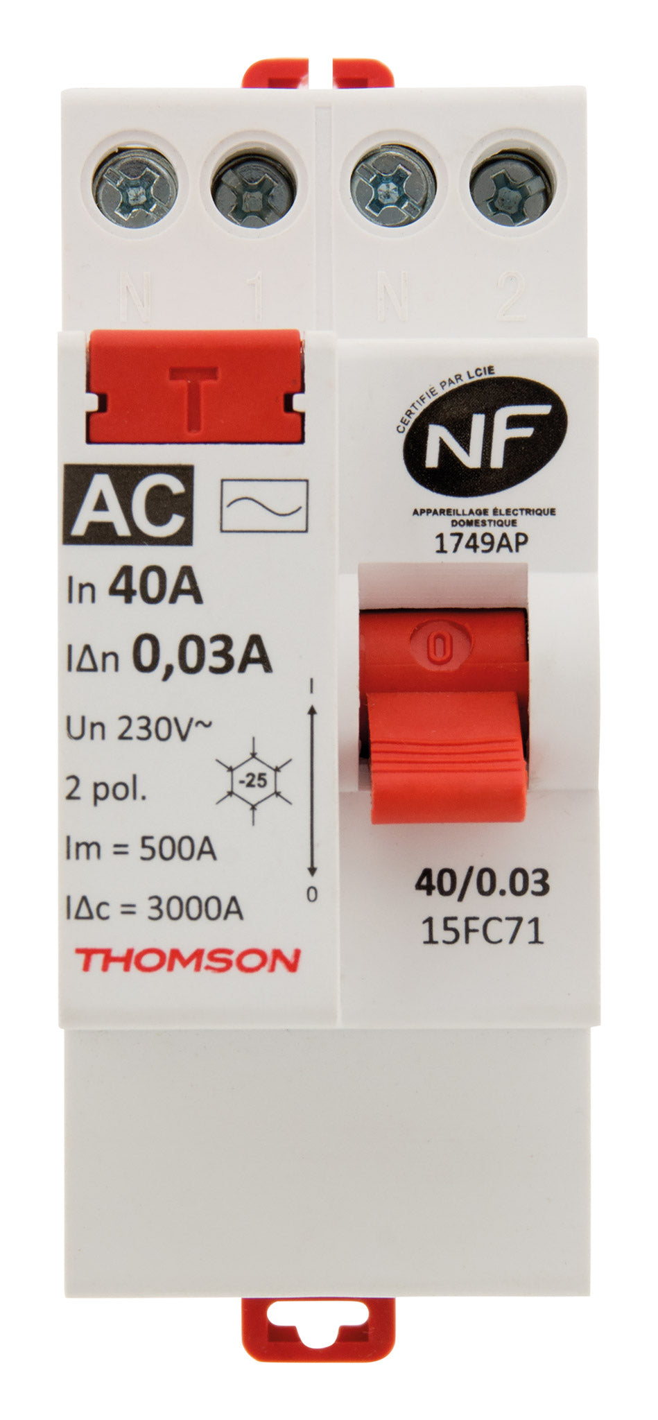 Interrupteur différentiel à vis 40A type AC NF - Thomson