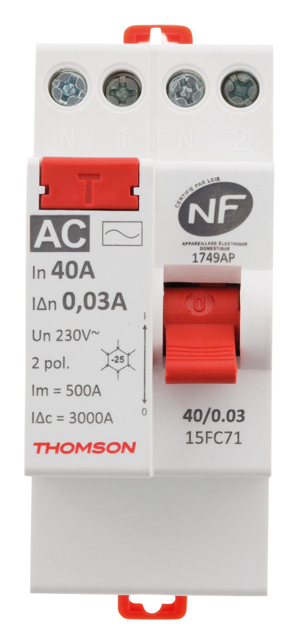 Interrupteur différentiel à vis 40A type AC NF - Thomson