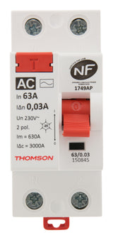 Interrupteur différentiel à vis 63A type AC NF - Thomson