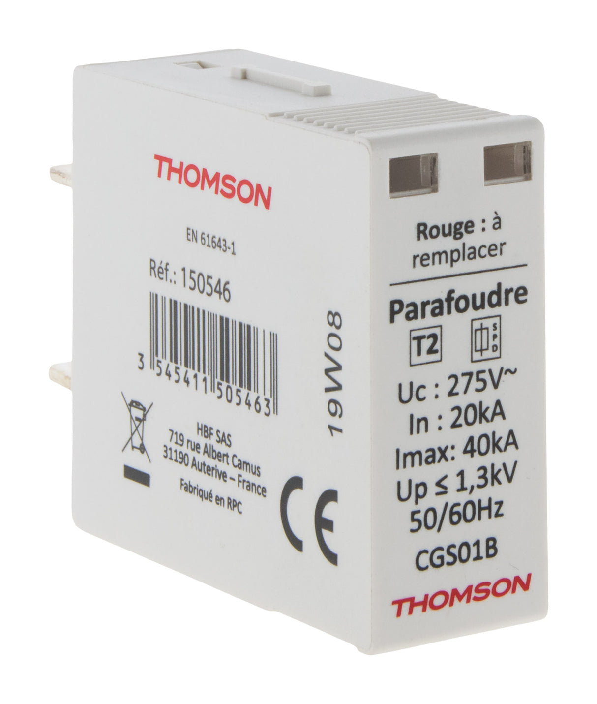 Cartouche de rechange pour parafoudre modulaire - 40KA - Thomson