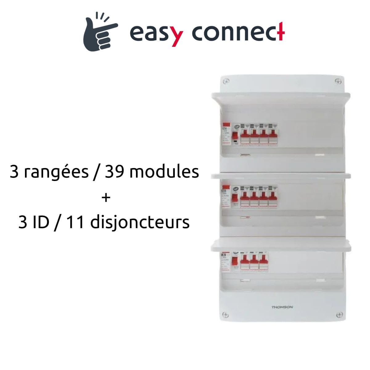 Coffret électrique pré-équipé 3 rangées/39 modules 3 ID/11 disjoncteurs - EasyConnect - Thomson