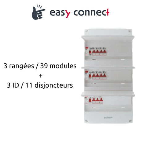 Coffret électrique pré-équipé 3 rangées/39 modules 3 ID/11 disjoncteurs - EasyConnect - Thomson