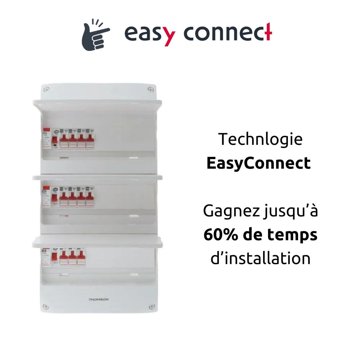 Coffret électrique pré-équipé 3 rangées/39 modules 3 ID/11 disjoncteurs - EasyConnect - Thomson