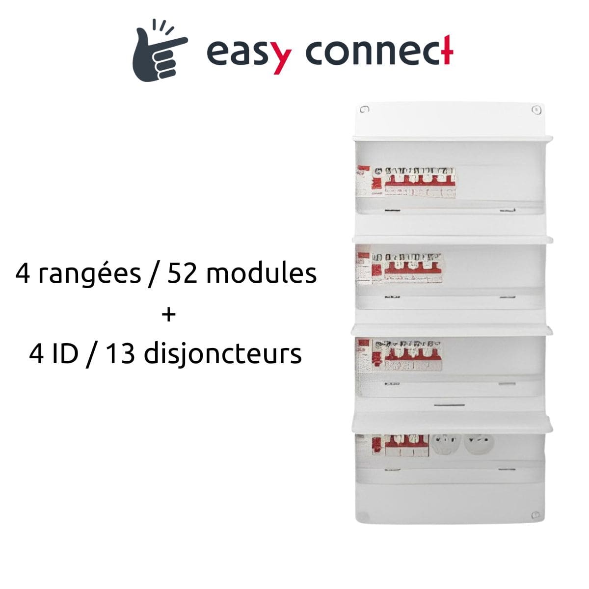 Coffret électrique pré-équipé 4 rangées/52 modules - 4 ID/13 disjoncteurs - EasyConnect - Thomson