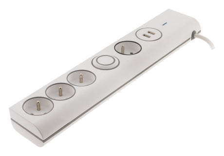 Multiprise parafoudre 16A + 2 USB - blanc - Thomson
