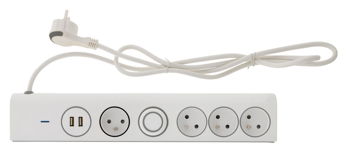 Multiprise parafoudre 16A + 2 USB - blanc - Thomson