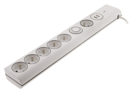 Multiprise parafoudre 16A + 2 USB - blanc - Thomson