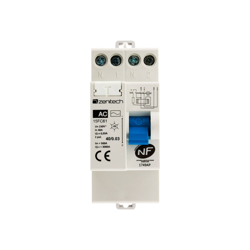Interrupteur différentiel 30mA Type AC NF - Zenitech