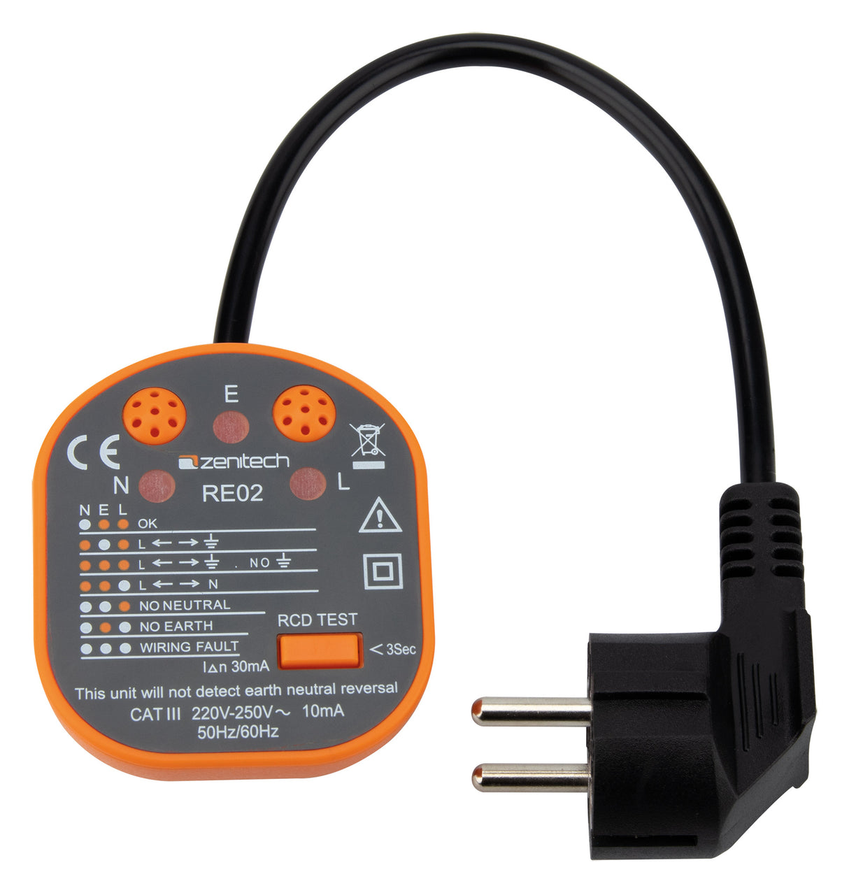Testeur de prise et de différentiel CATIII - 250V - Zenitech