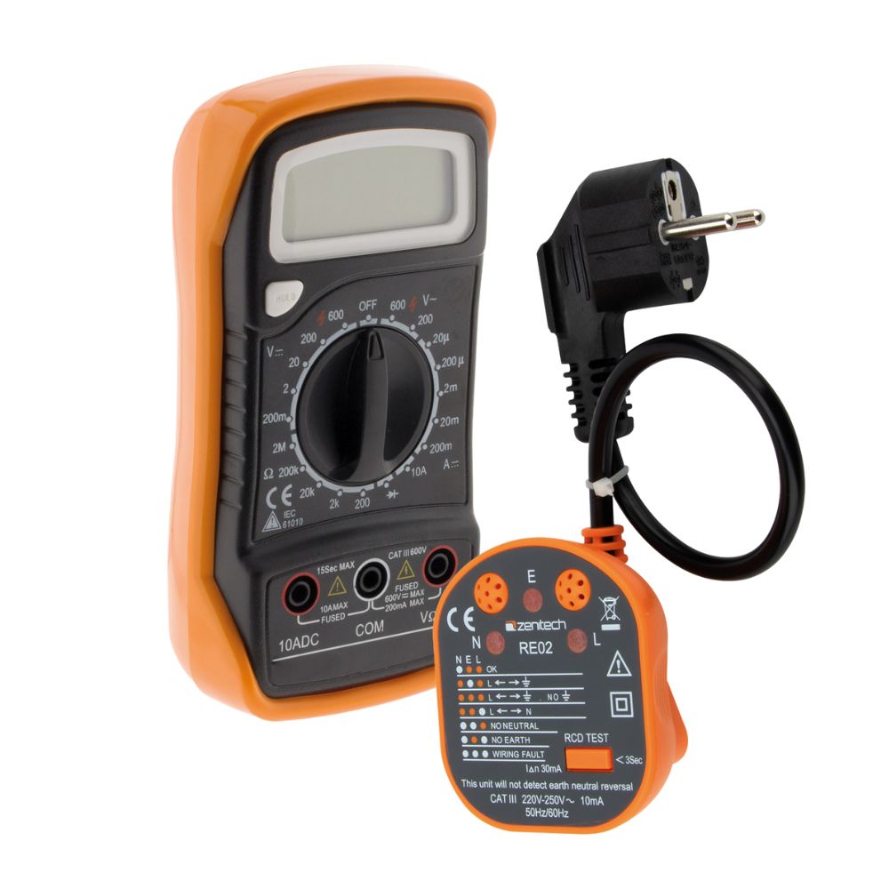 Multimètre digital + testeur de prise - Zenitech