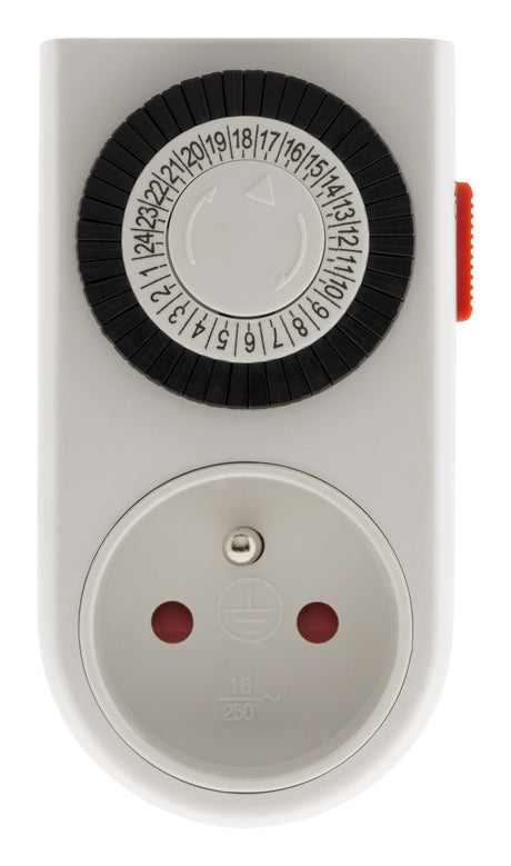 Programmateur mini journalier mécanique avec interrupteur à voyant - Blanc - Otio