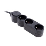 Bloc Home 3 prises 16A 2P+T avec interrupteur et fiche extraplate - câble HO5VV-F 3G1 1,5m - Zenitech
