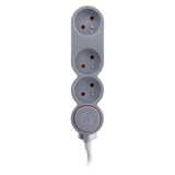 Bloc Home 3 prises 16A 2P+T avec interrupteur et fiche extraplate - câble HO5VV-F 3G1 1,5m - Zenitech