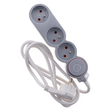 Bloc Home 3 prises 16A 2P+T avec interrupteur et fiche extraplate - câble HO5VV-F 3G1 1,5m - Zenitech