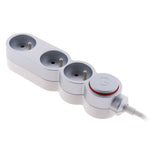 Bloc Home 3 prises 16A 2P+T avec interrupteur et fiche extraplate - câble HO5VV-F 3G1 1,5m - Zenitech