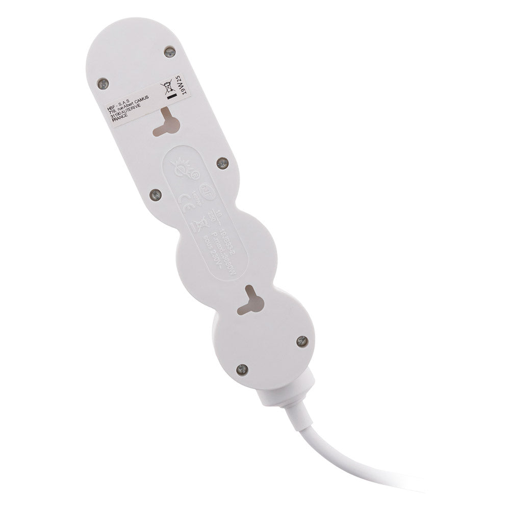 Bloc Home 3 prises 16A 2P+T avec interrupteur et fiche extraplate - câble HO5VV-F 3G1 1,5m - Zenitech
