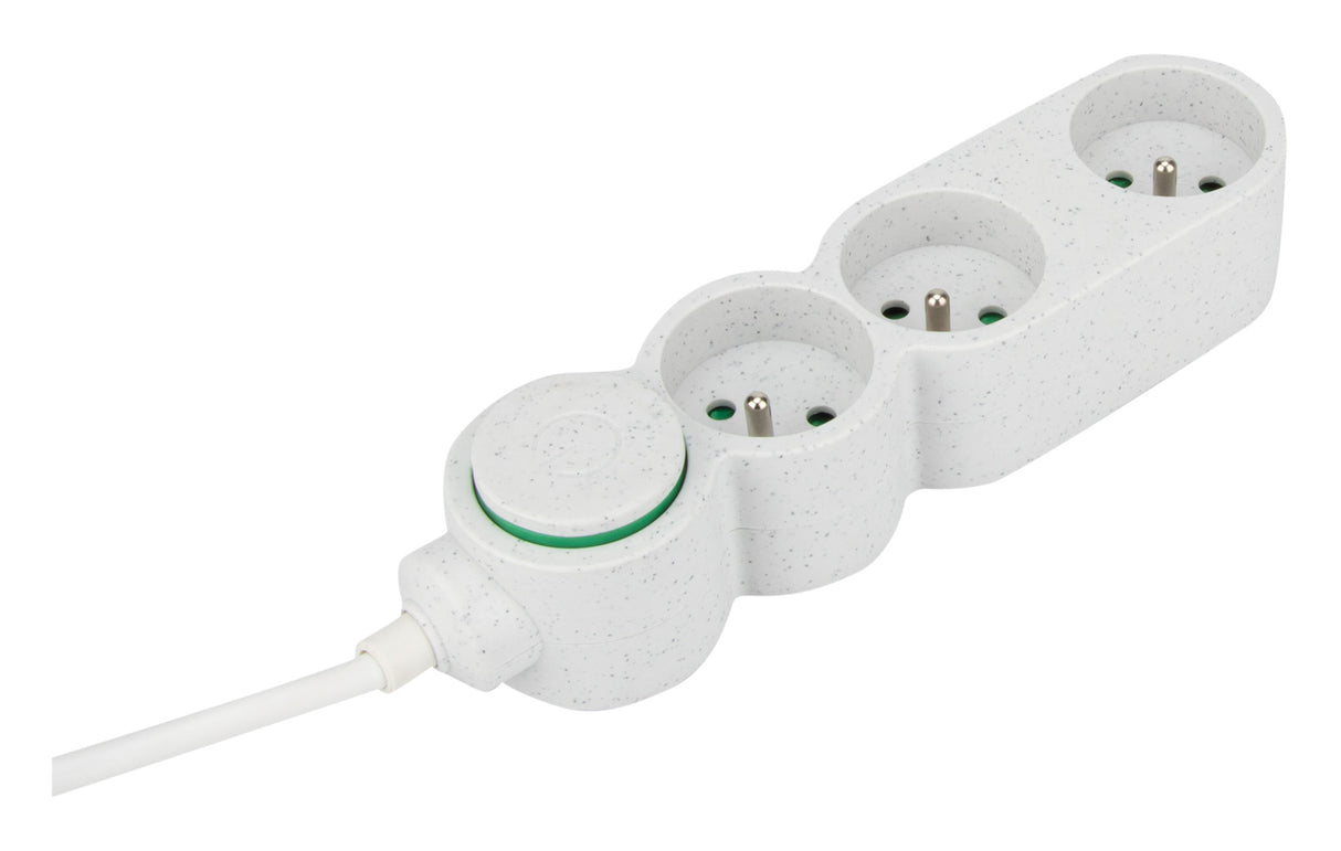 Bloc multiprise Home Green plastique recyclé 2P+T - Zenitech