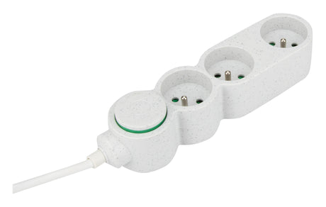 Bloc multiprise Home Green plastique recyclé 2P+T - Zenitech
