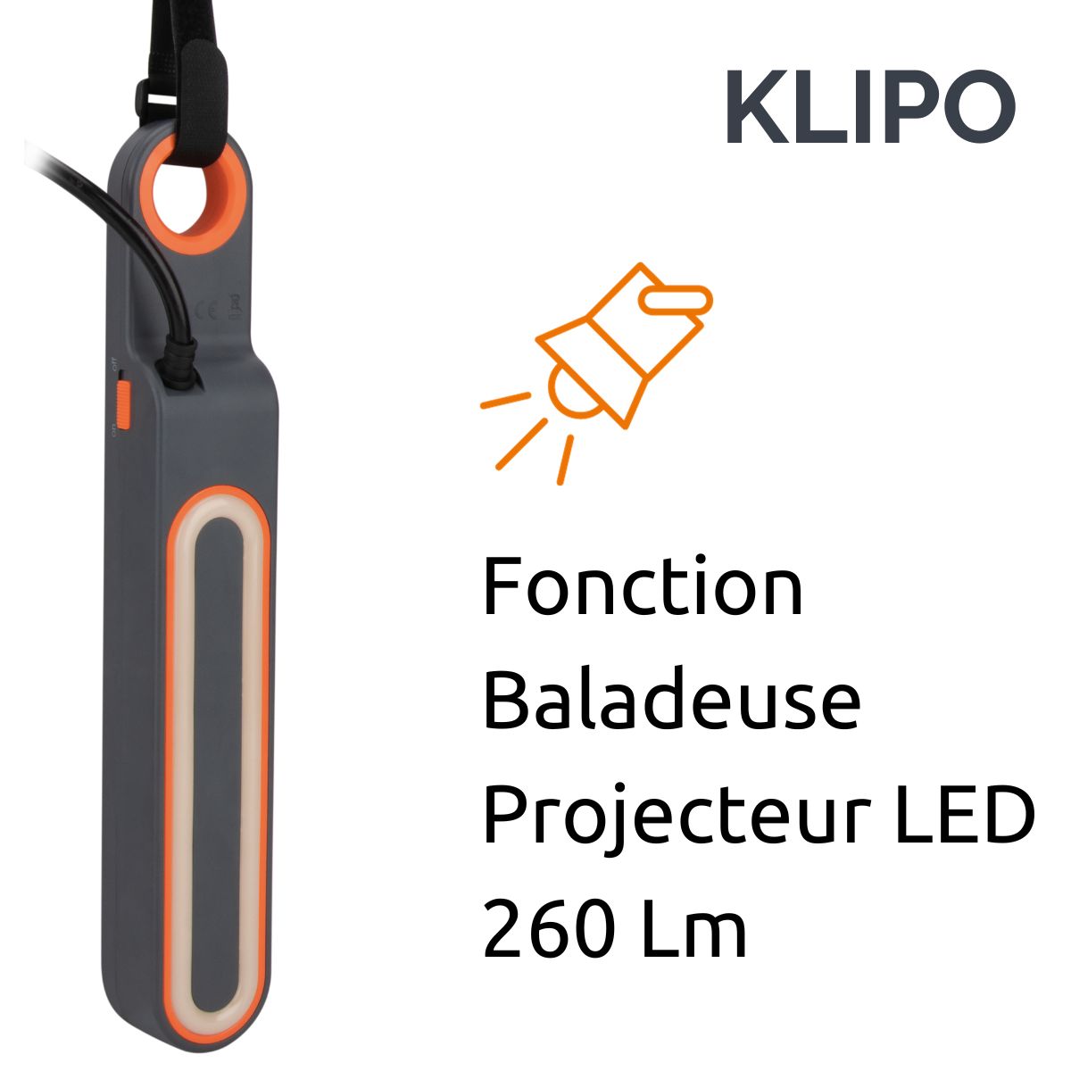 Bloc multiprise Klipo travaux et chantiers avec lampe LED - 3 prises 2P+T et USB Orange - Zenitech