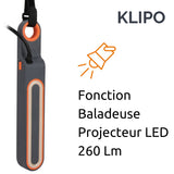Bloc multiprise Klipo travaux et chantiers avec lampe LED - 3 prises 2P+T et USB Orange - Zenitech