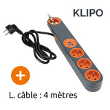 Bloc multiprise Klipo travaux et chantiers avec lampe LED - 3 prises 2P+T et USB Orange - Zenitech