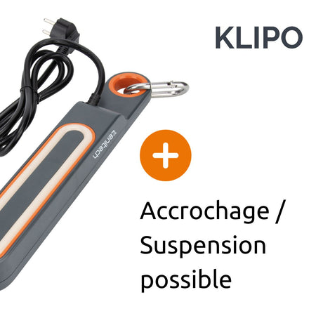 Bloc multiprise Klipo travaux et chantiers avec lampe LED - 3 prises 2P+T et USB Orange - Zenitech