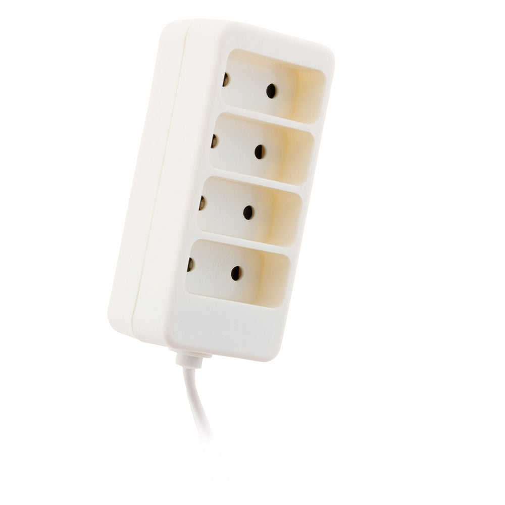 Bloc multiprise 4 prises 6A 2P - Blanc - Zenitech
