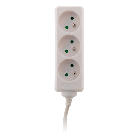 Bloc 3 prises avec fiche extra plate - Blanc - 1m - Zenitech