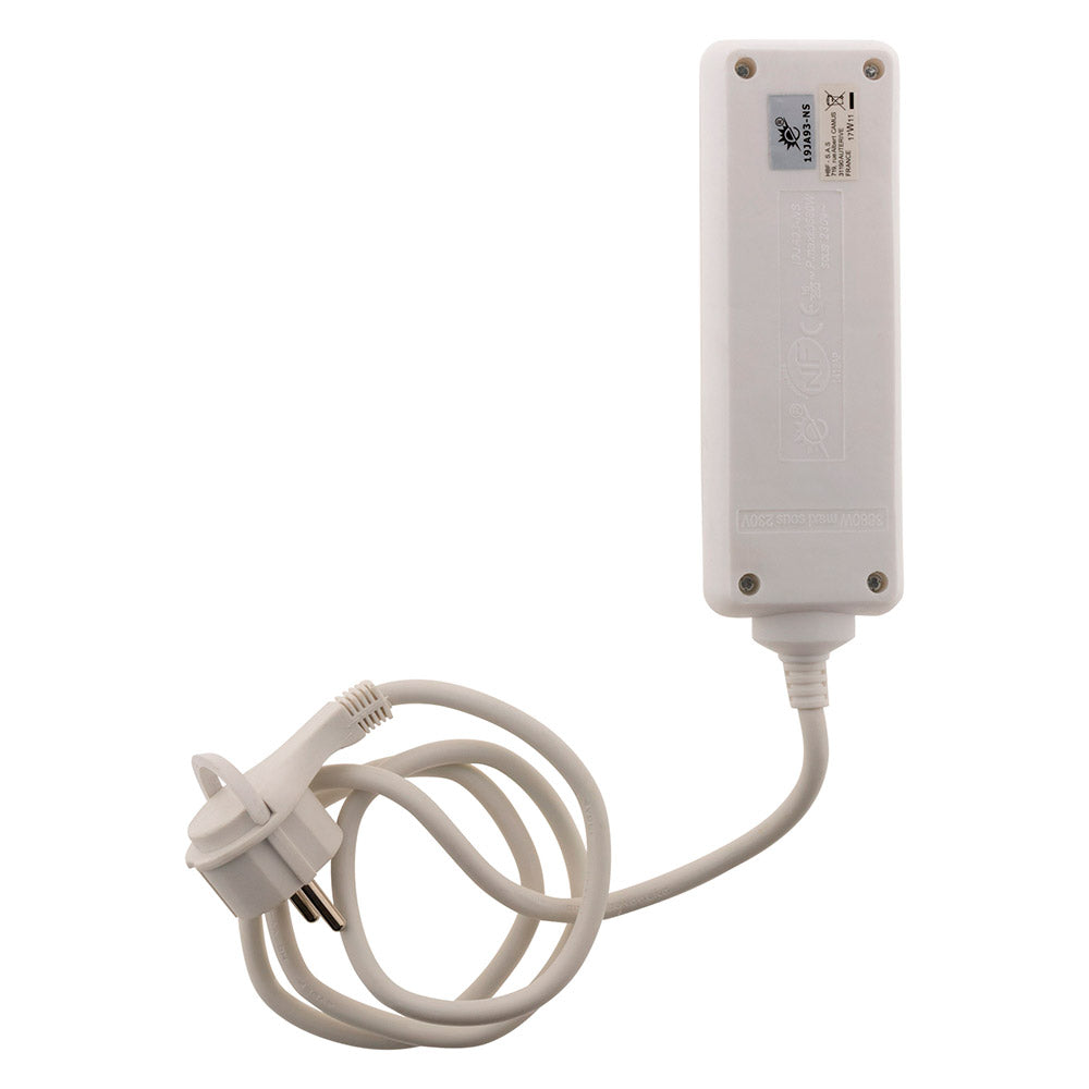 Bloc 3 prises avec fiche extra plate - Blanc - 1m - Zenitech