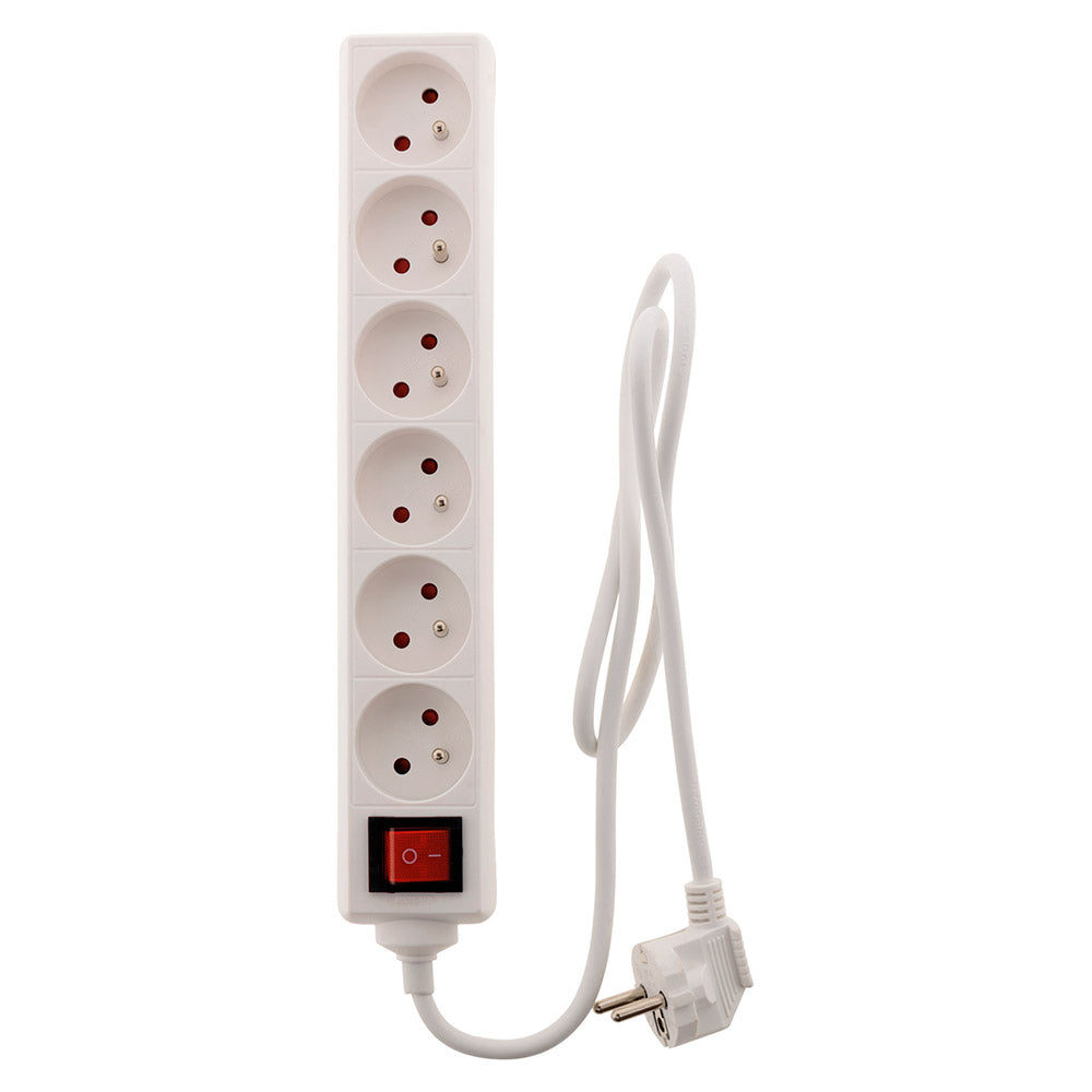 Bloc multiprise 16A 2P+T interrupteur - blanc - Zenitech