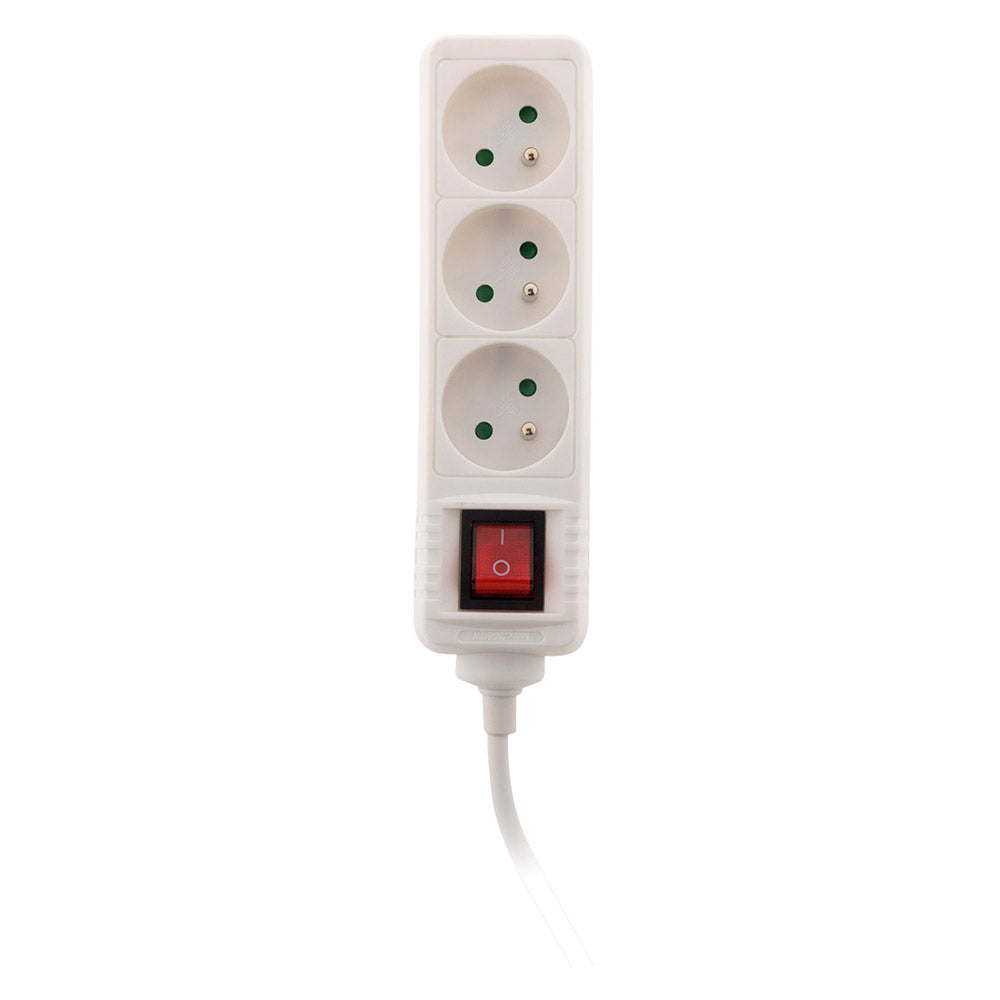 Bloc multiprise 16A 2P+T interrupteur - blanc - Zenitech