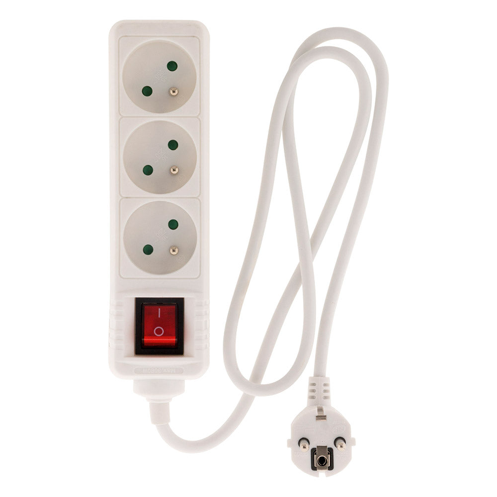 Bloc multiprise 16A 2P+T interrupteur - blanc - Zenitech