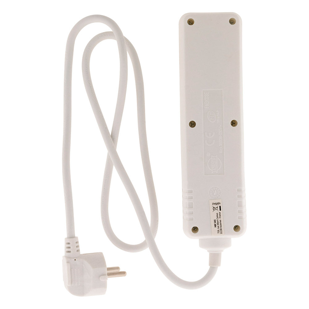 Bloc multiprise 16A 2P+T interrupteur - blanc - Zenitech