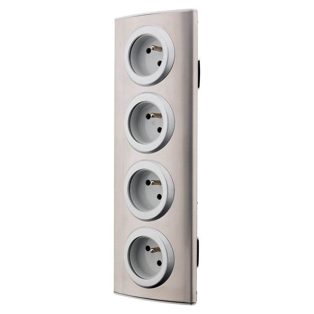 Bloc 4 prises 16A 2P+T à câbler - Gris - Zenitech